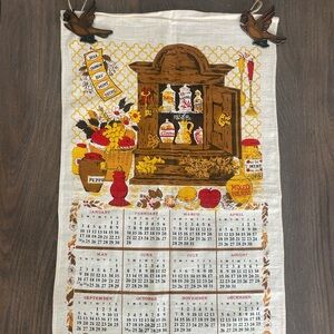 Vintage 1971 Kitchen Linen Calendar with Herb Design & Bird Sun Catcher Bundle